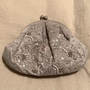 Sweet beaded silver dress purse- optional straps